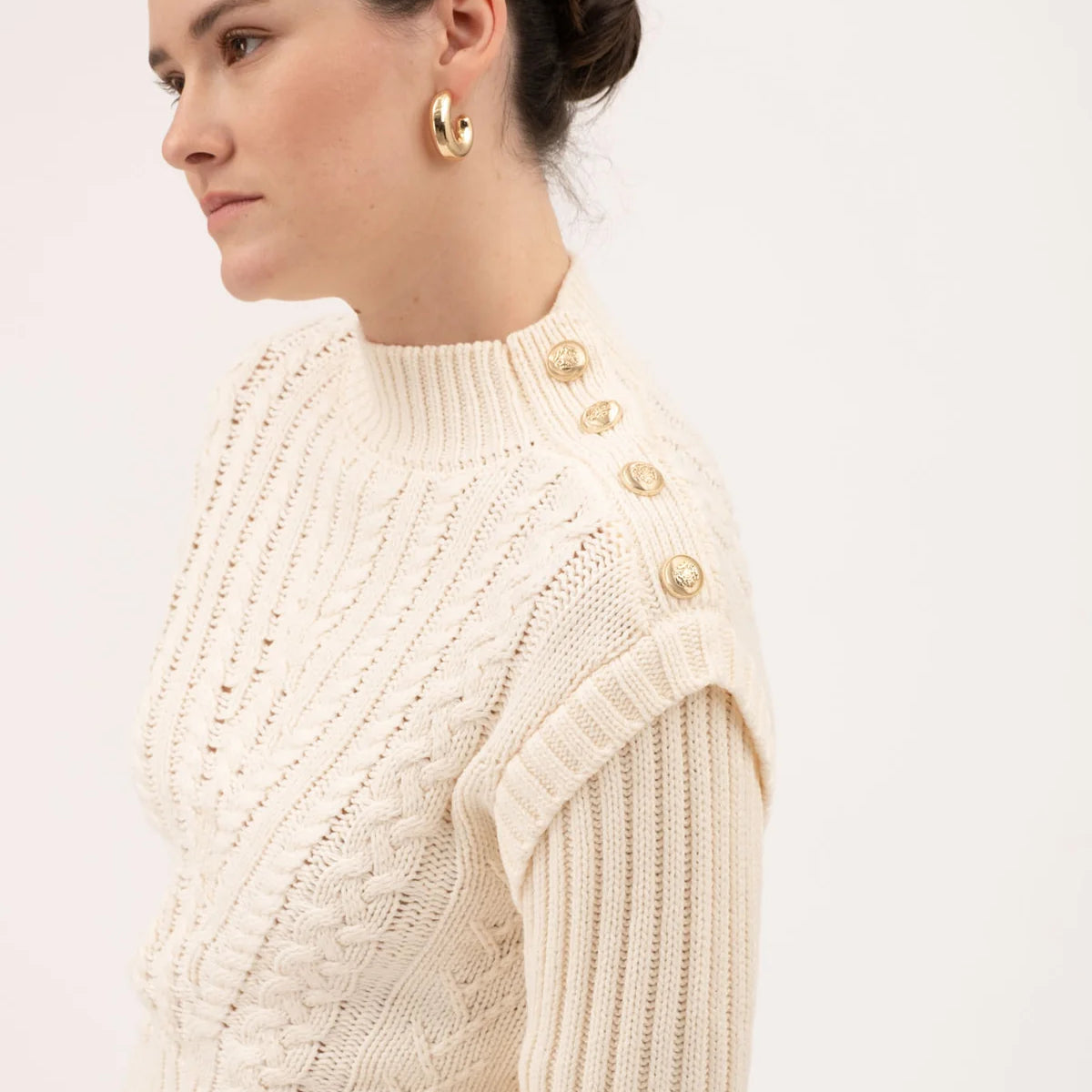 Grace Mock Neck Cable Knit Sweater
