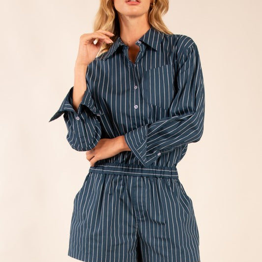 The Liora Pinstripe Romper