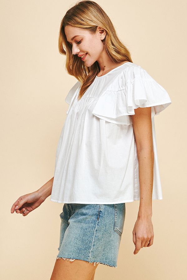 Flutter Sleeve Woven Top