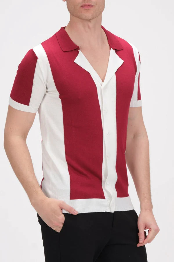 N° 6336 Striped Knit Polo Shirt