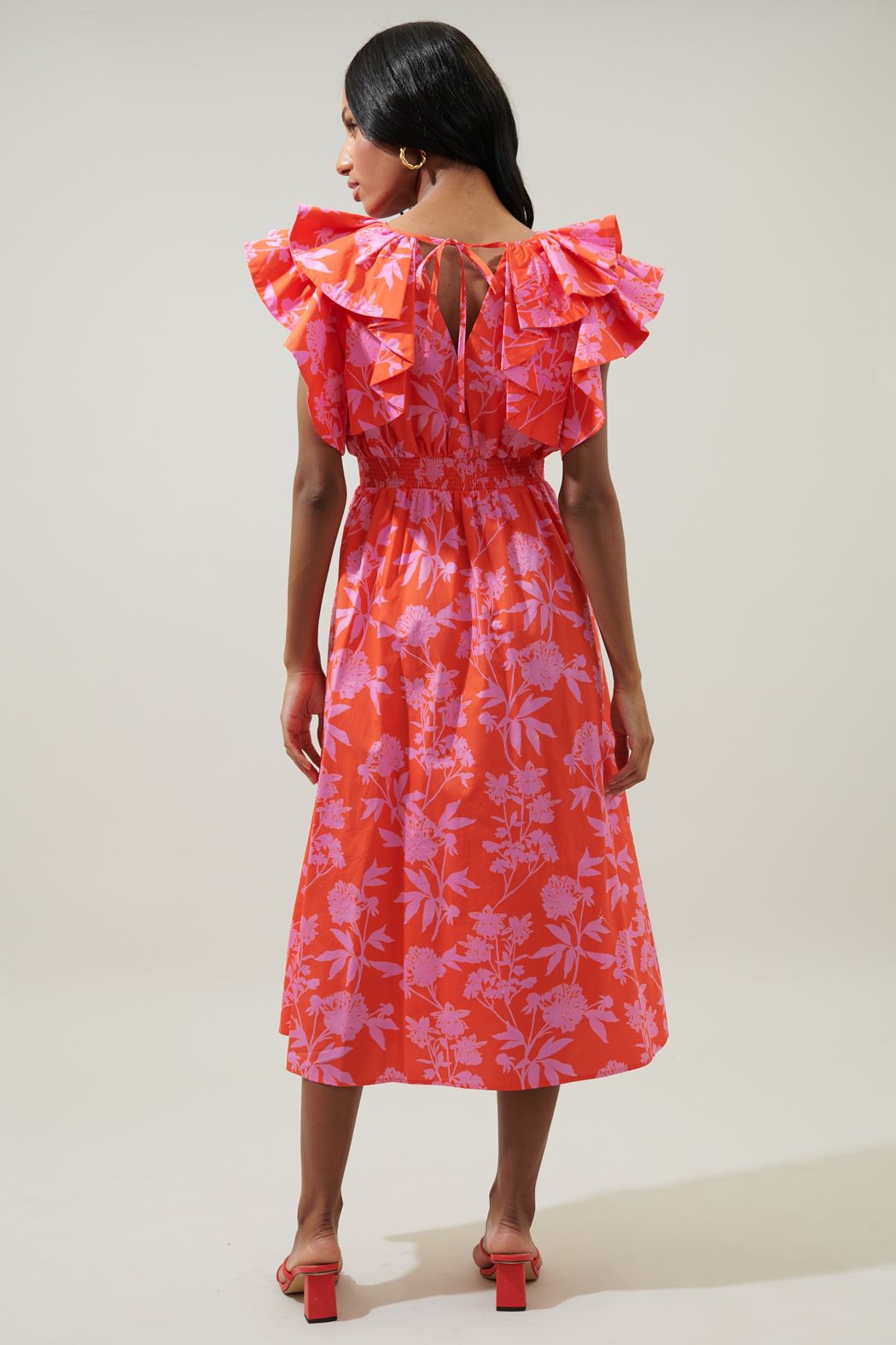Boa Floral Santana Tie Back Midi Dress
