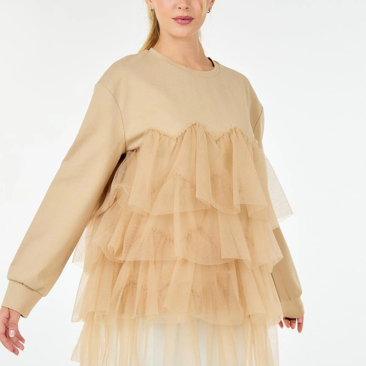 Harlow Ruffled Tiered Detailed Sweatshirt