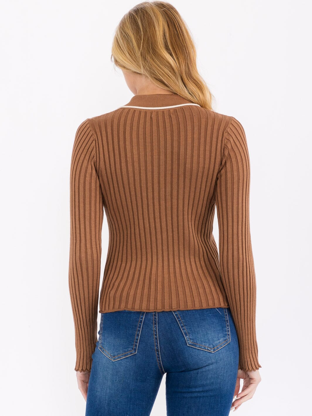 Mocha Button up Ribbed Shirt
