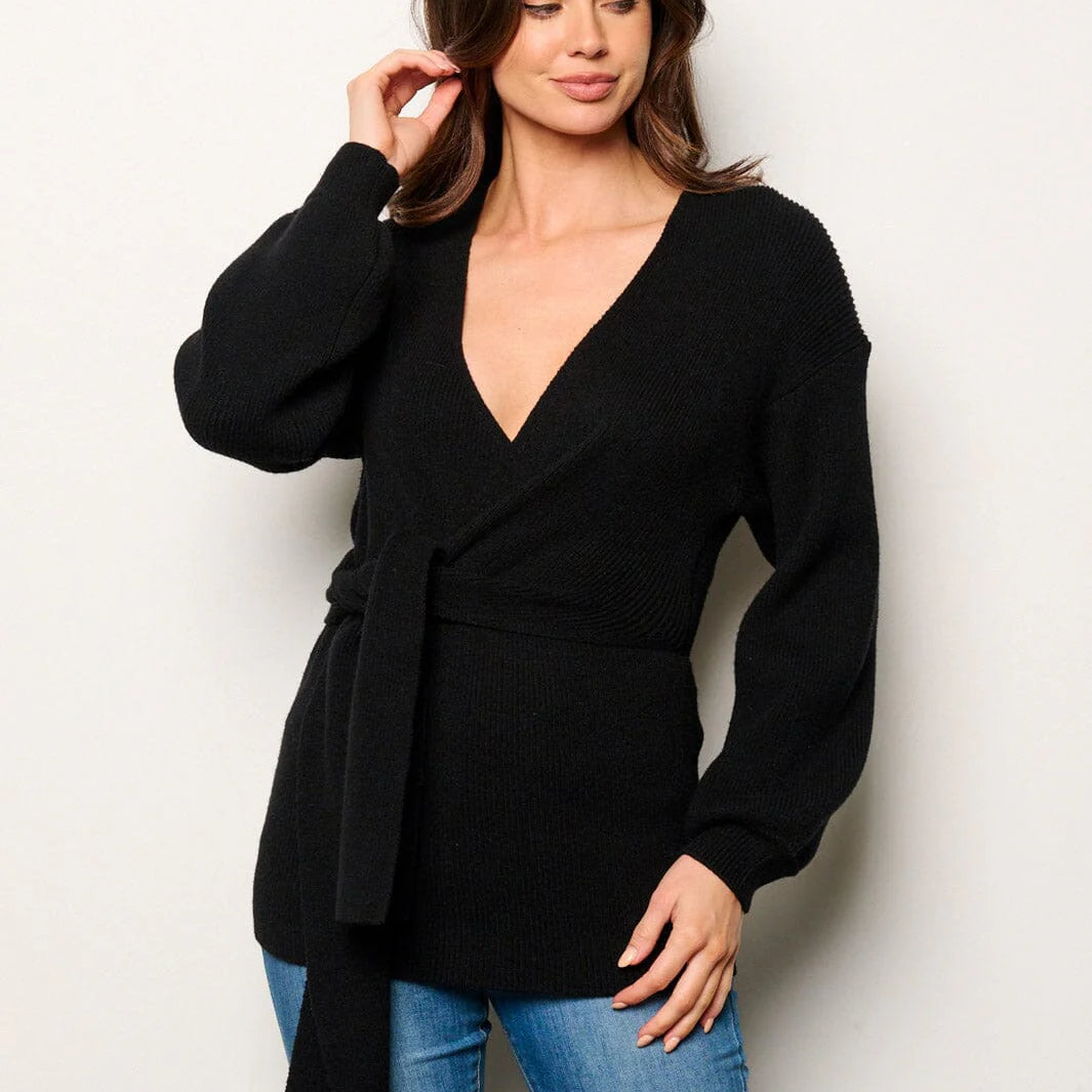 Nia Self-Tie Ribbed Sweater