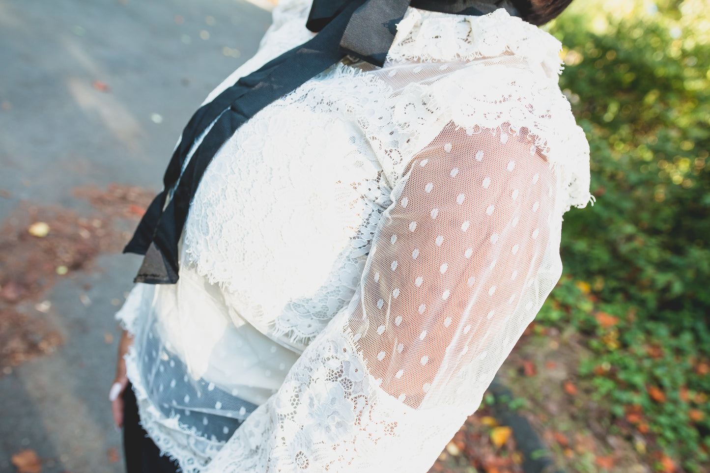 Ruffle Lace Blouse with Bow