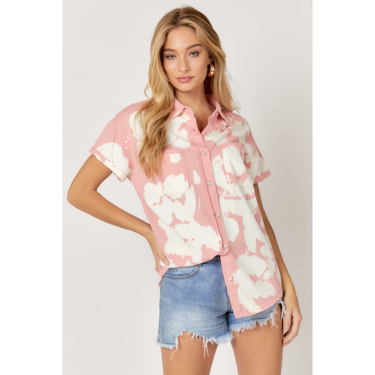Spotted Bleach Button Down