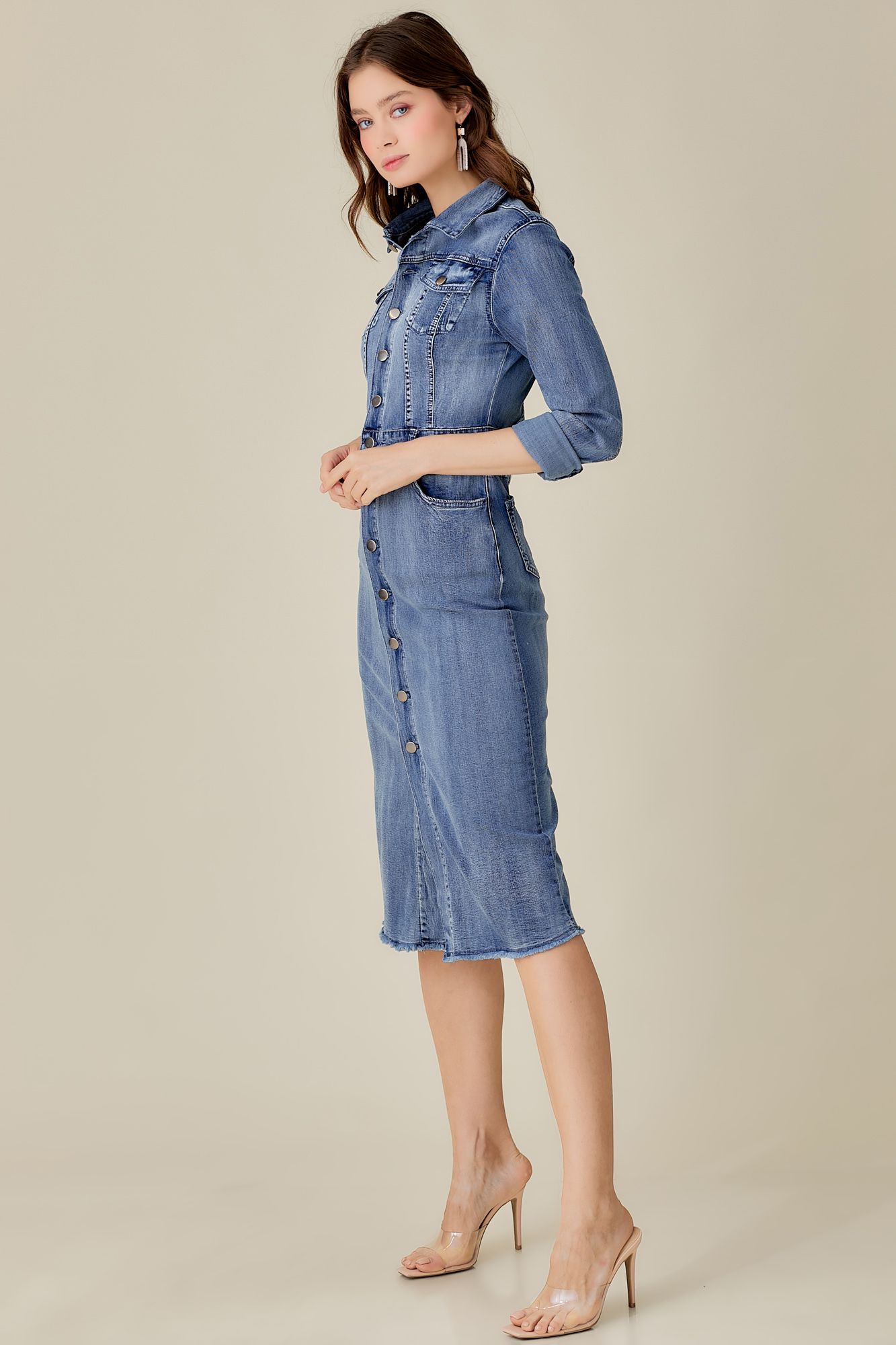 Button Down Denim Dress Bohemian Black by Walking Roses Button Down Denim Dress Bohemian Black by Walking Roses