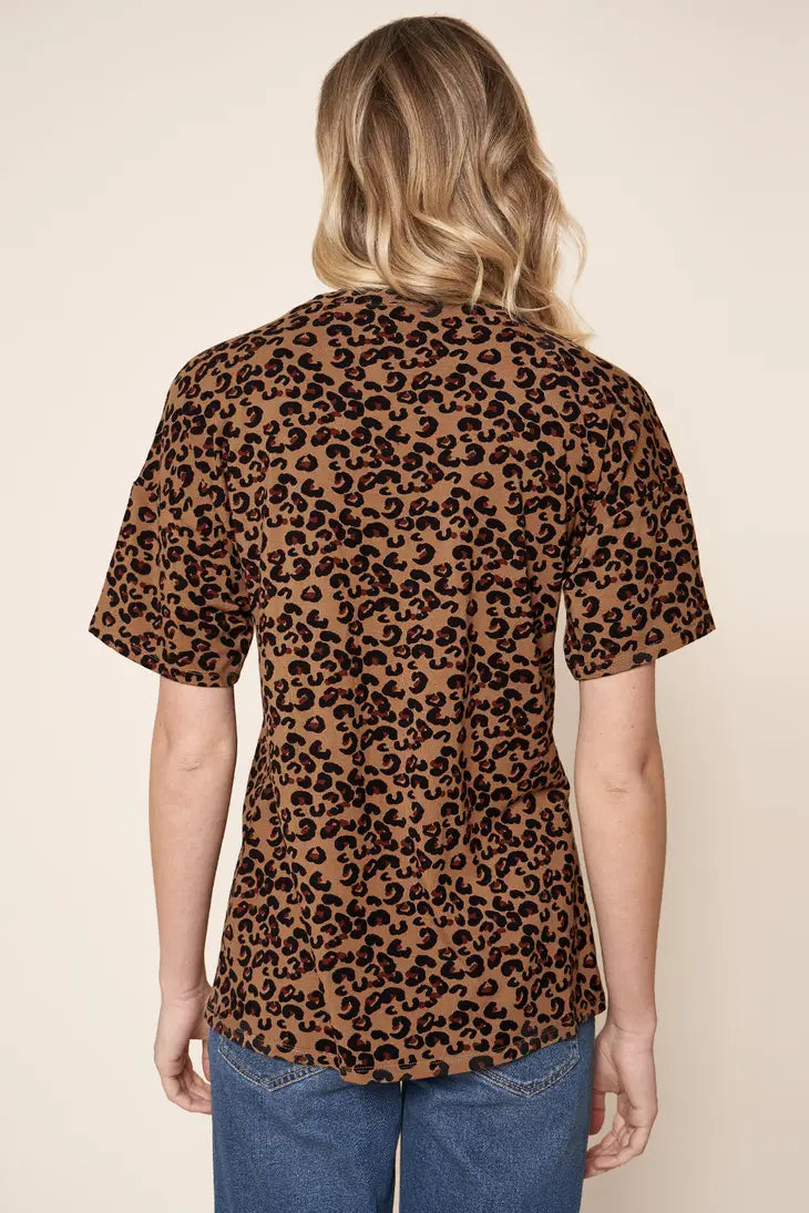 Sugarlips - Lea Leopard Everyday Short Sleeve Knit T Shirt