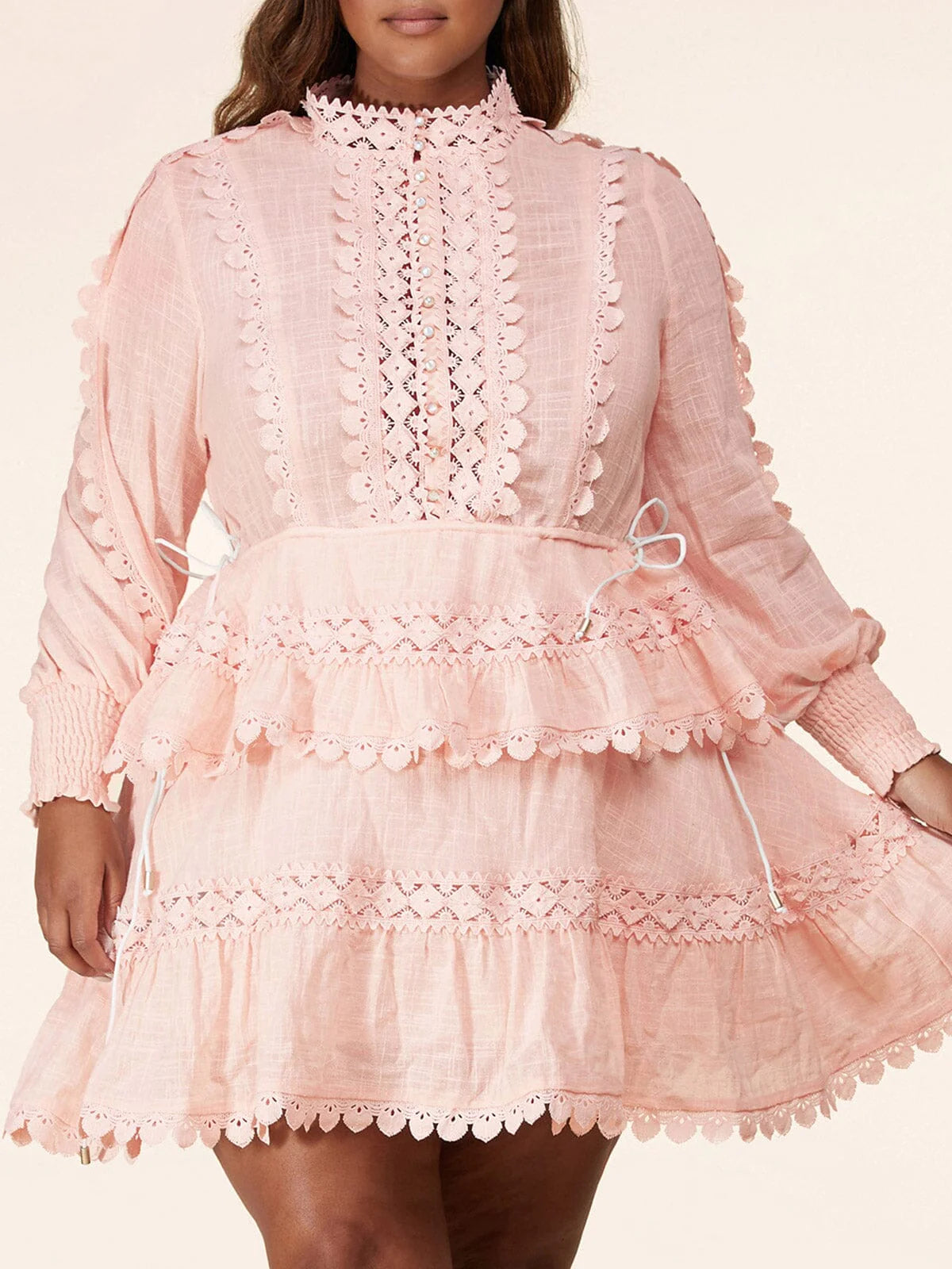 MOCK NECK TIERED RUFFLE MINI DRESS