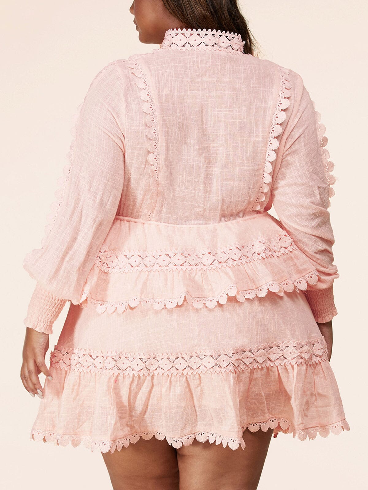 MOCK NECK TIERED RUFFLE MINI DRESS