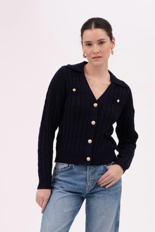 Lacey V Neck Cable Sweater