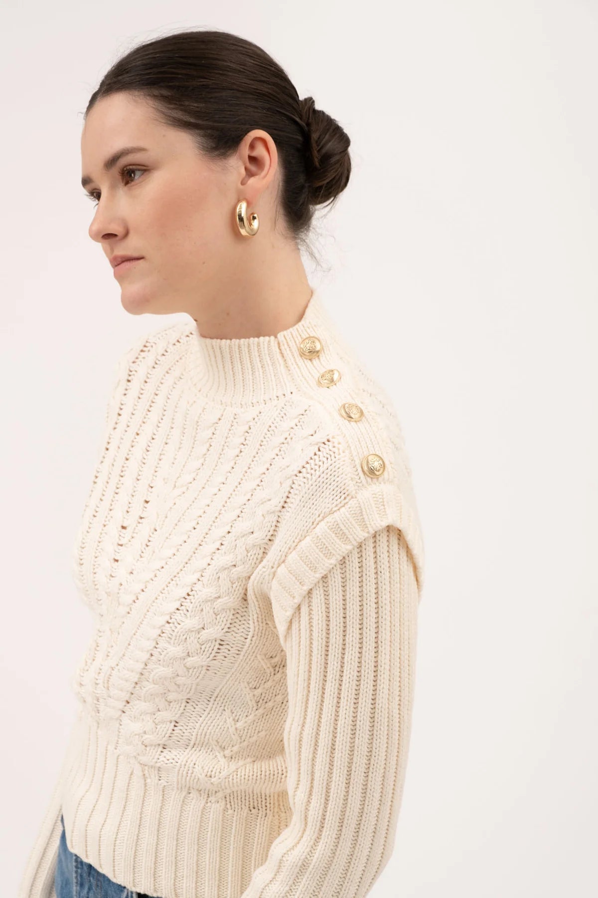 Grace Mock Neck Cable Knit Sweater