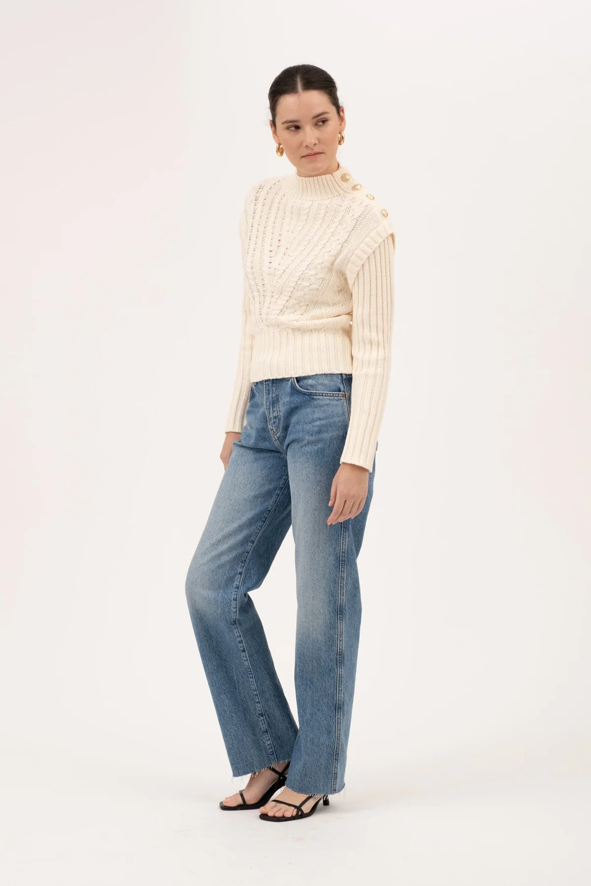 Grace Mock Neck Cable Knit Sweater