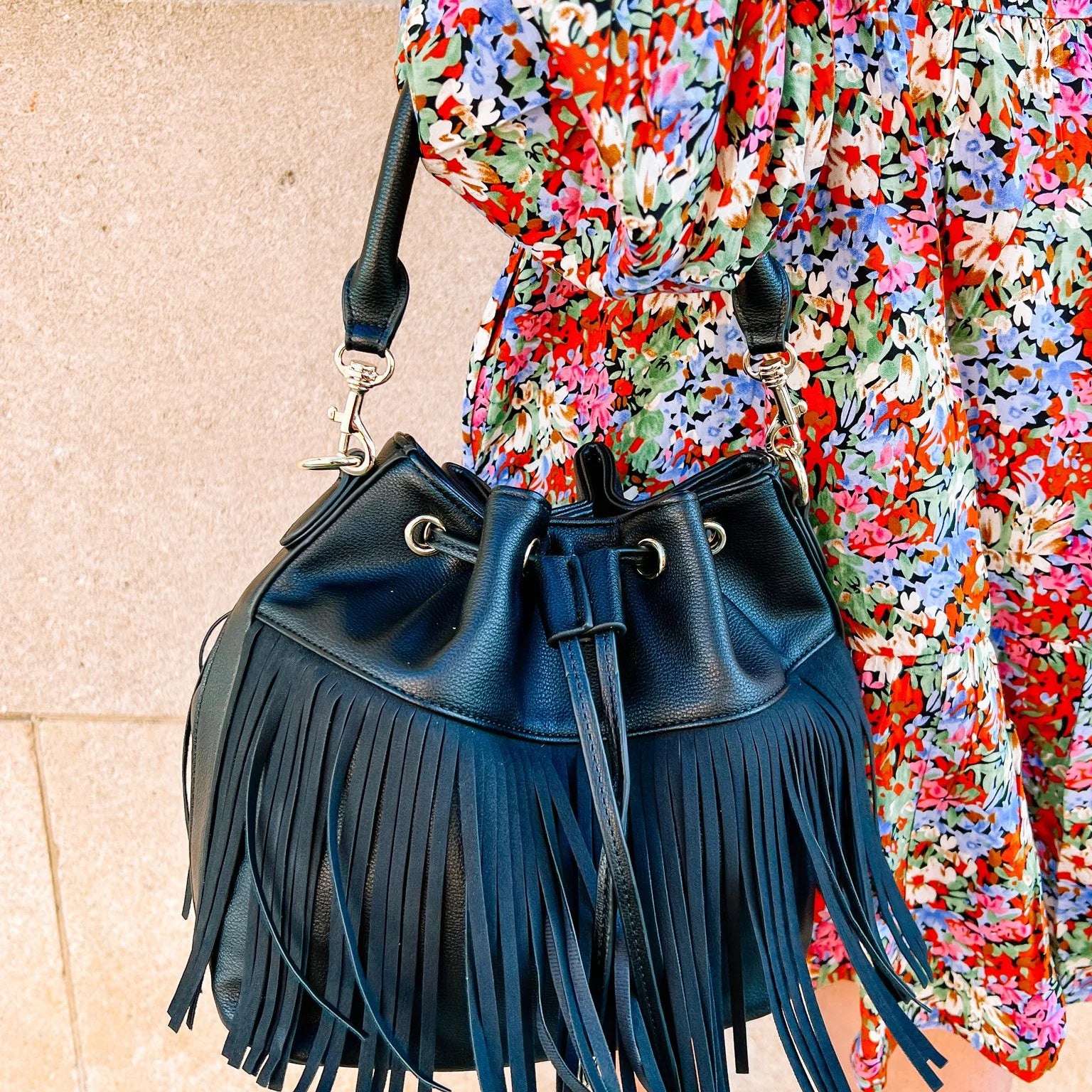 Willow Bucket Bag with Fringe