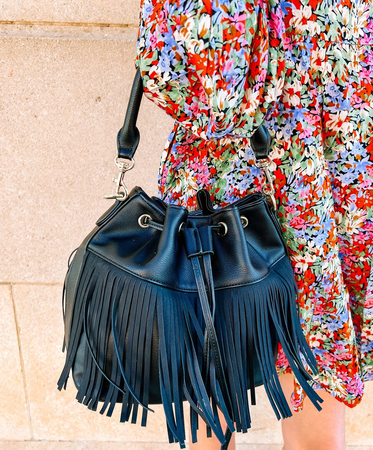 Willow Bucket Bag with Fringe
