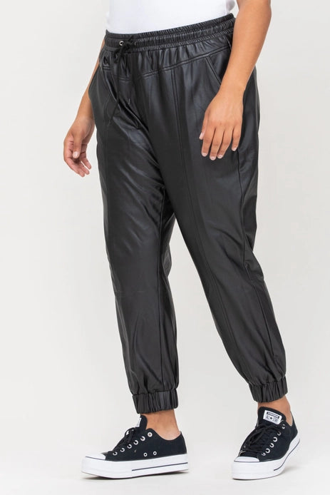 Cello High-Rise Faux Leather Joggers