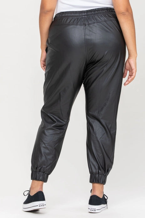Cello High-Rise Faux Leather Joggers