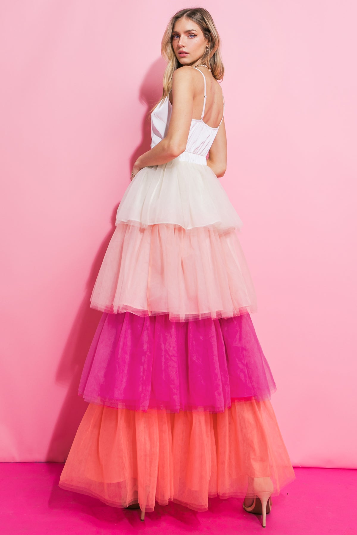 Long Layered Tulle Dress