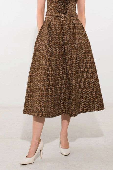 Naomi Textured Woven Midi Full Skirt