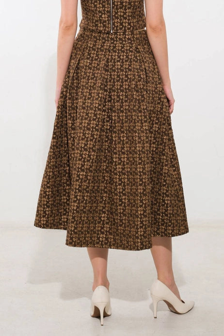 Naomi Textured Woven Midi Full Skirt