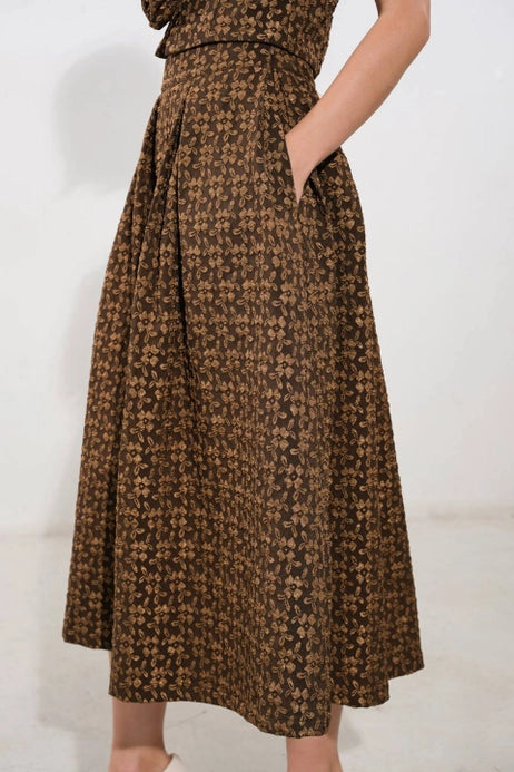 Naomi Textured Woven Midi Full Skirt