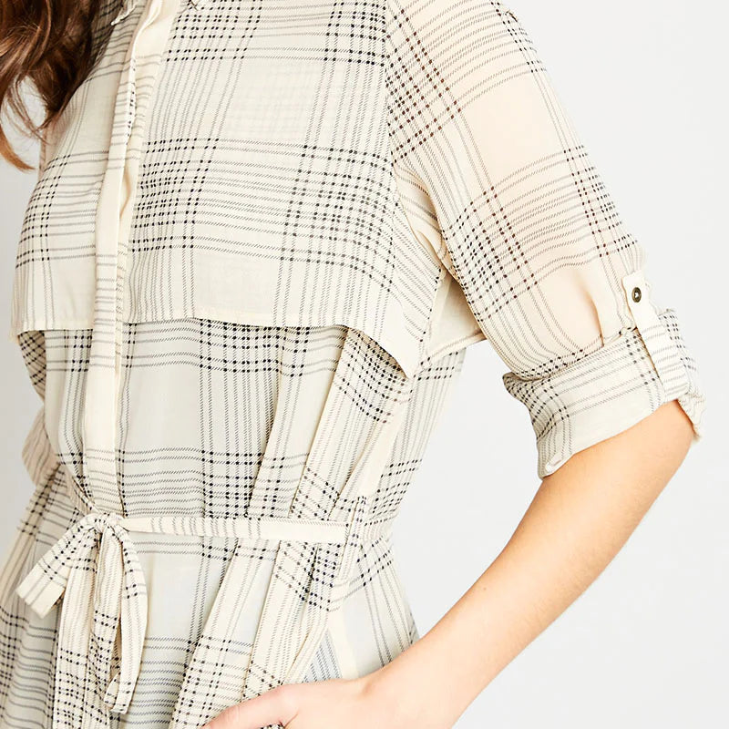 Flowy Sheer Plaid Duster
