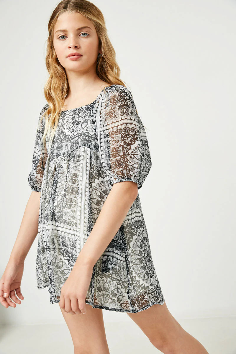 Paisley Babydoll Mini Dress