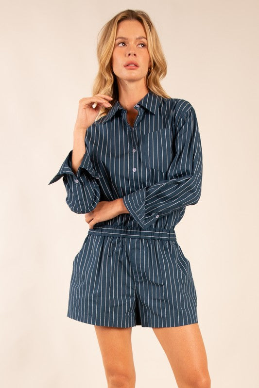 The Liora Pinstripe Romper