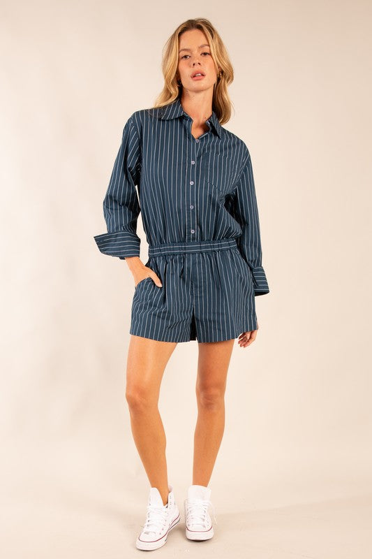 The Liora Pinstripe Romper