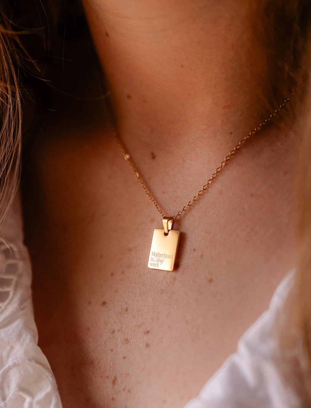 Motherhood is Holy Work Necklace