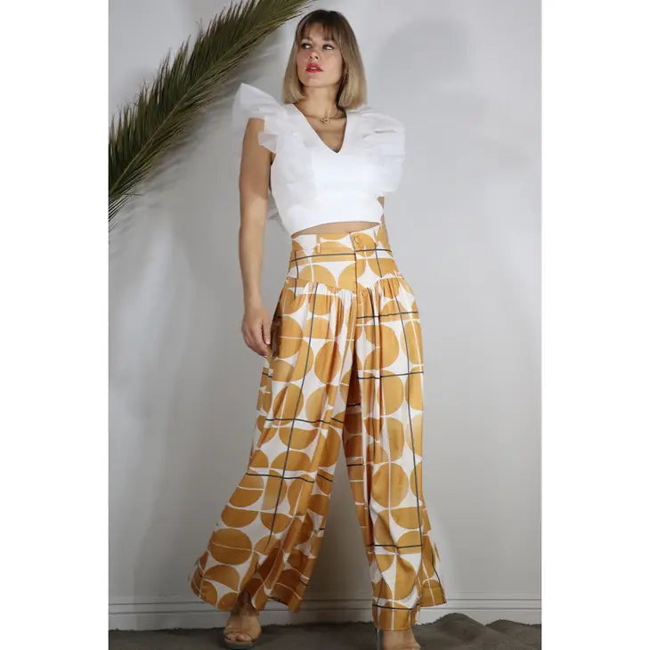 Wide Flared Pants With Print