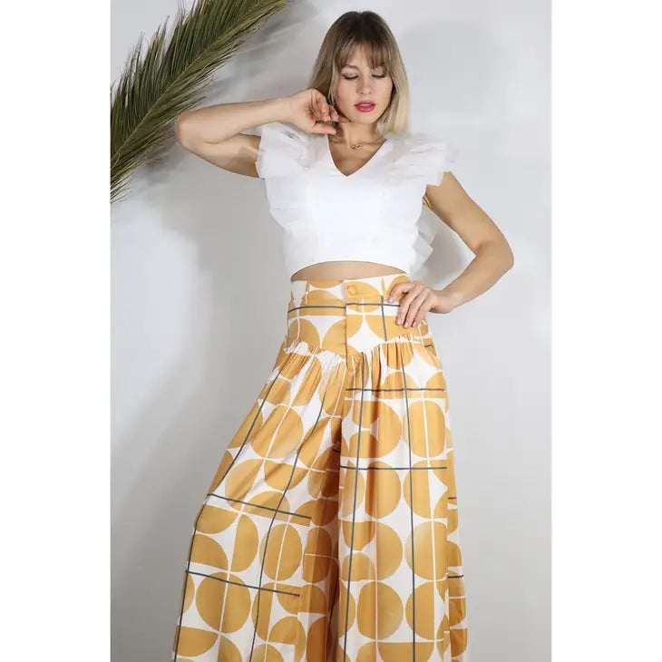 Wide Flared Pants With Print