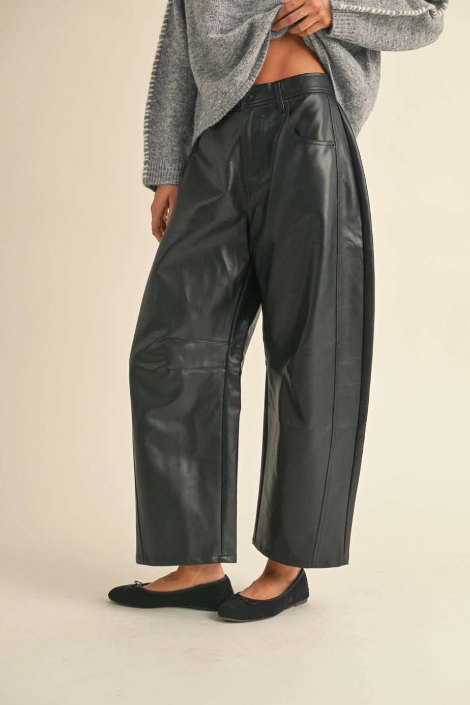 The Ridge Faux Leather Barrel Pant