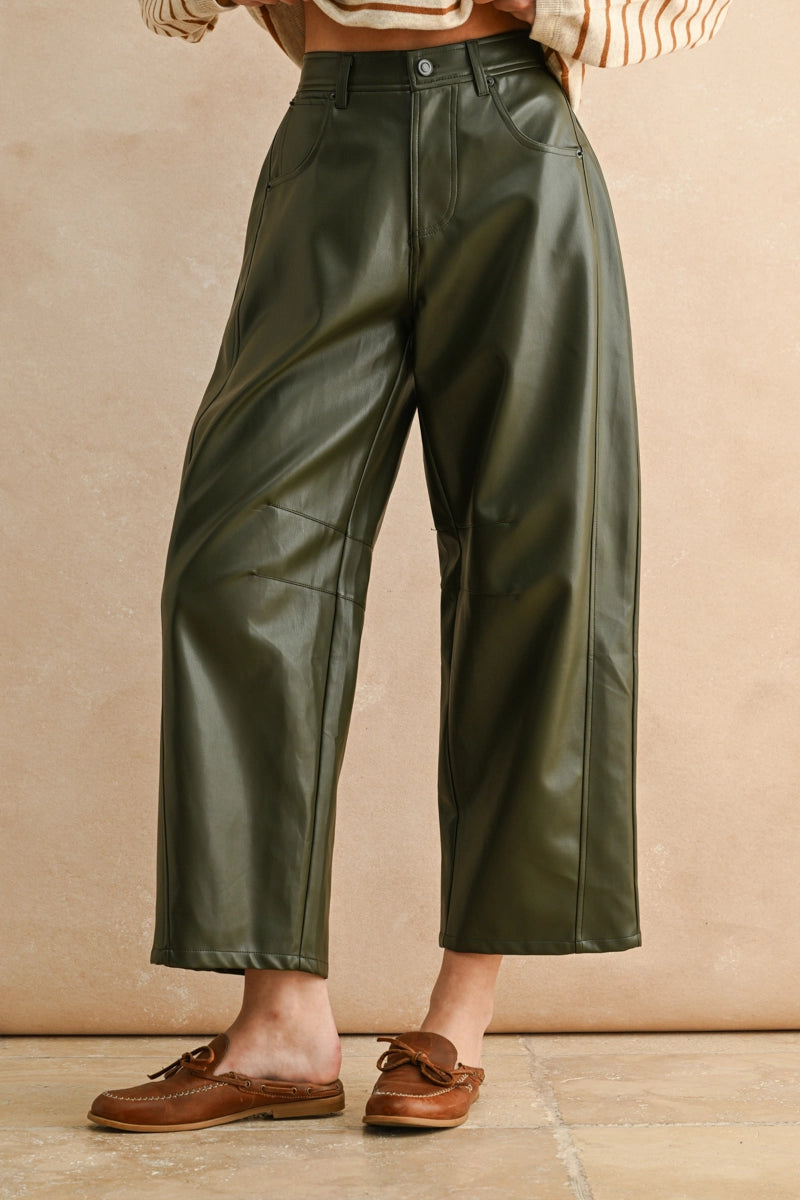 The Ridge Faux Leather Barrel Pant