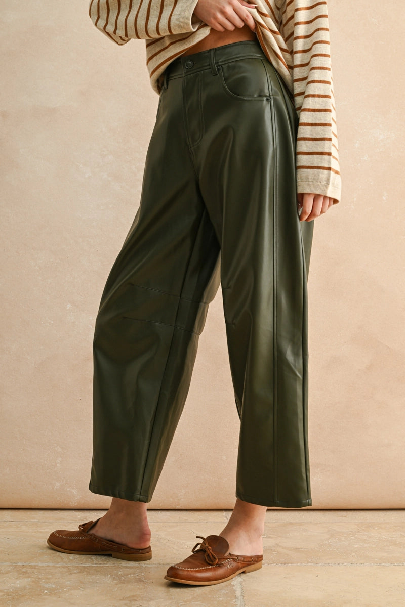 The Ridge Faux Leather Barrel Pant