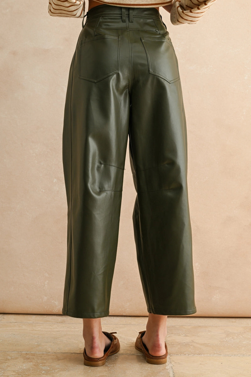 The Ridge Faux Leather Barrel Pant