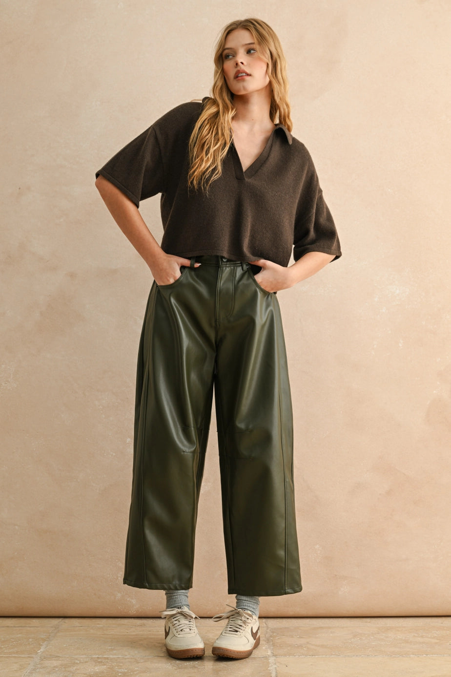 The Ridge Faux Leather Barrel Pant