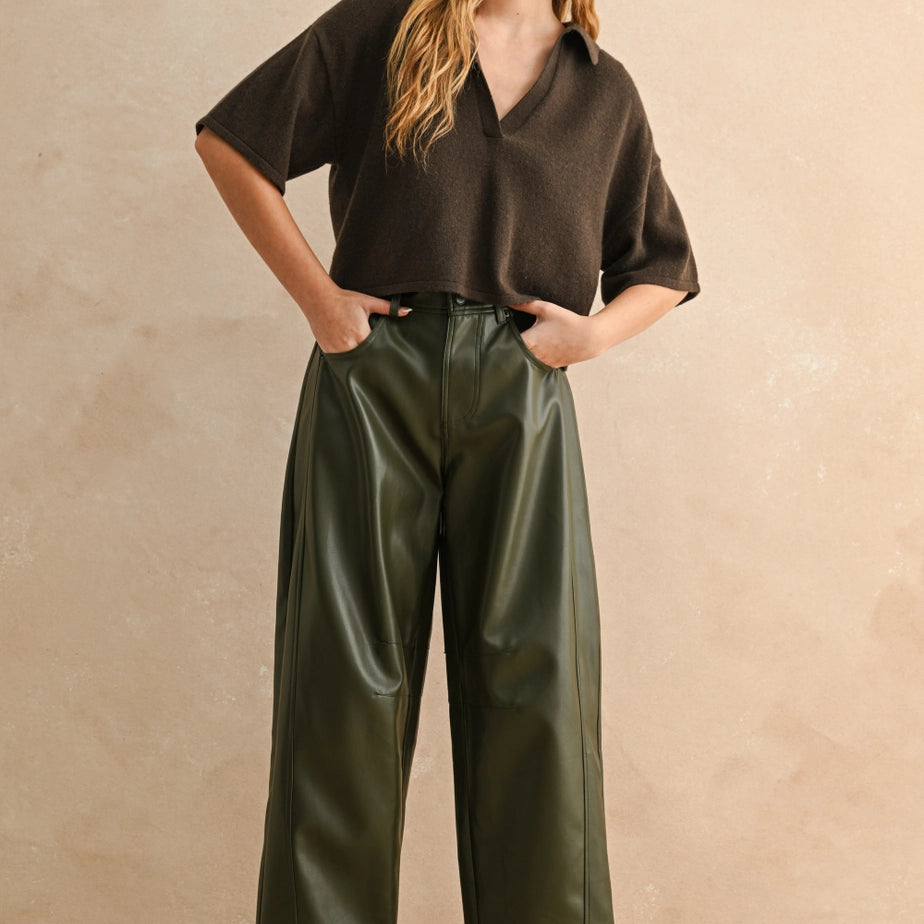 The Ridge Faux Leather Barrel Pant