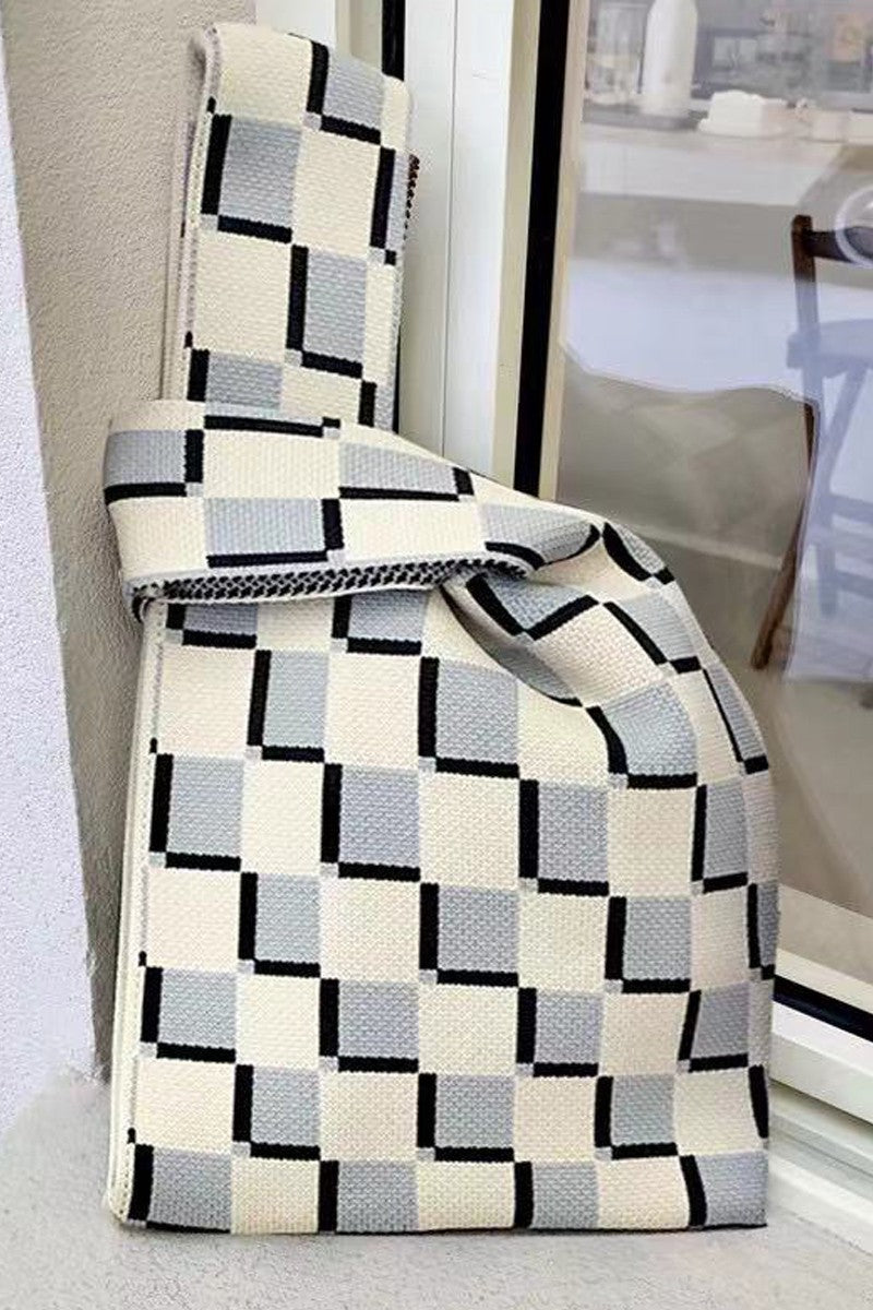 Checkered Grey Tote