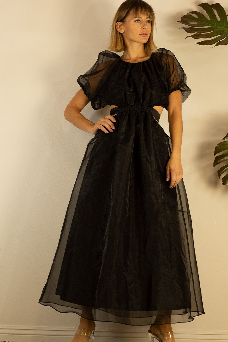 Organza Puff Sleeve Long Dress Organza Puff Sleeve Long Dress