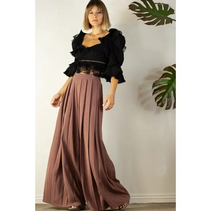 Front Pleated Wide Pants