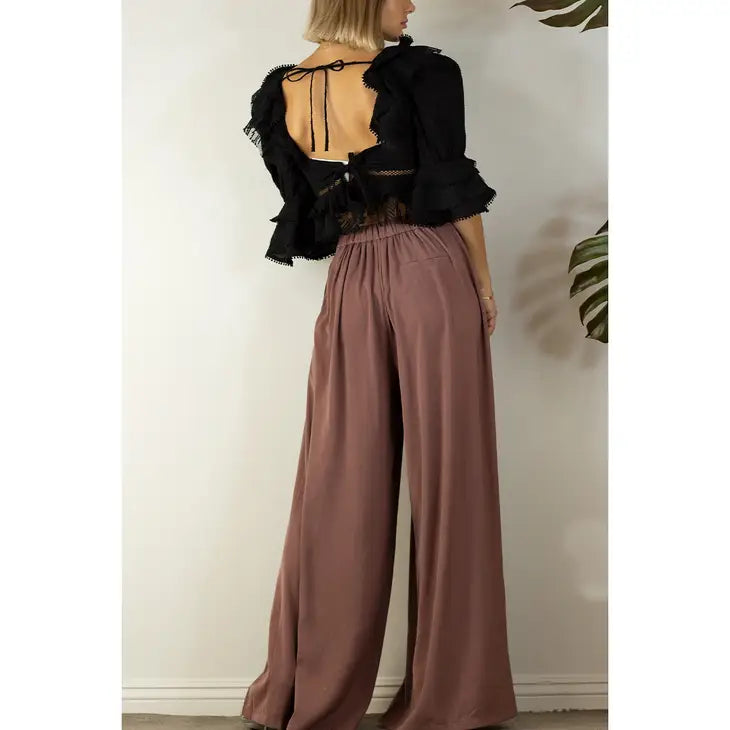 Front Pleated Wide Pants