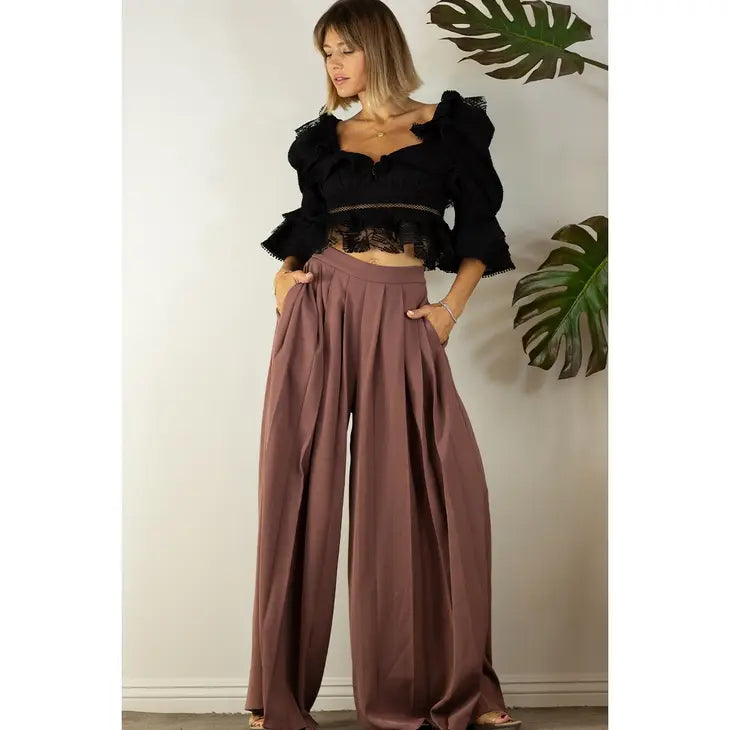Front Pleated Wide Pants