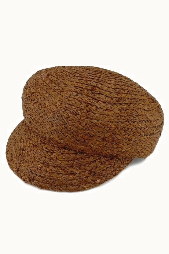 Emi Raffia Weaved Structured Baker Boy Cap