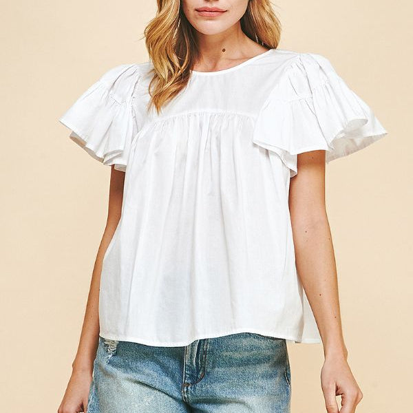 Flutter Sleeve Woven Top