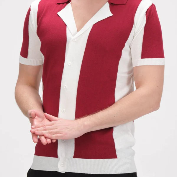 N° 6336 Striped Knit Polo Shirt