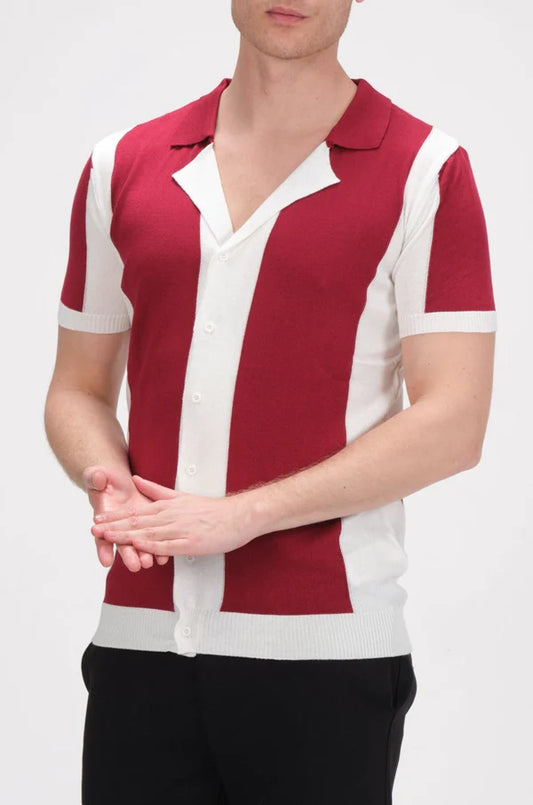 N° 6336 Striped Knit Polo Shirt