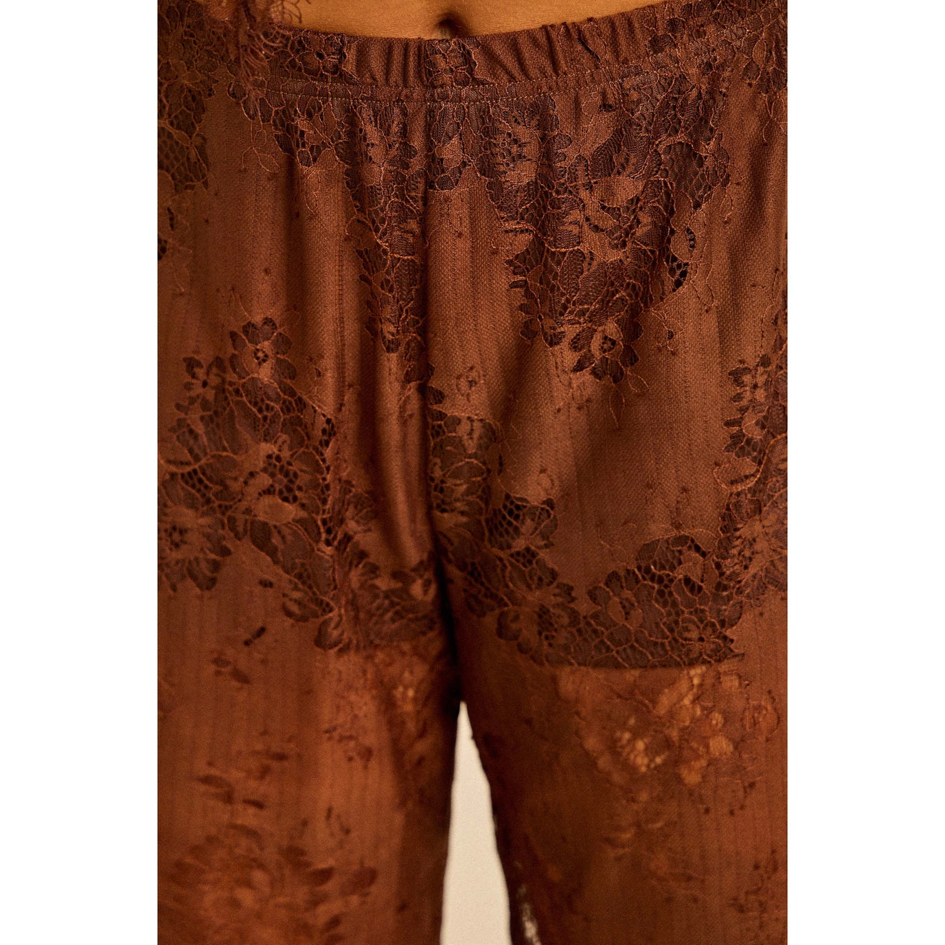 Skylar Rose Satin Lace Trim Cami and Pants Set