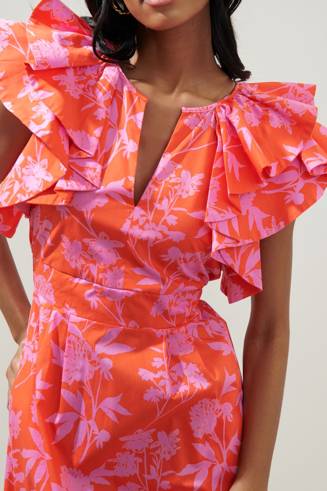 Boa Floral Santana Tie Back Midi Dress