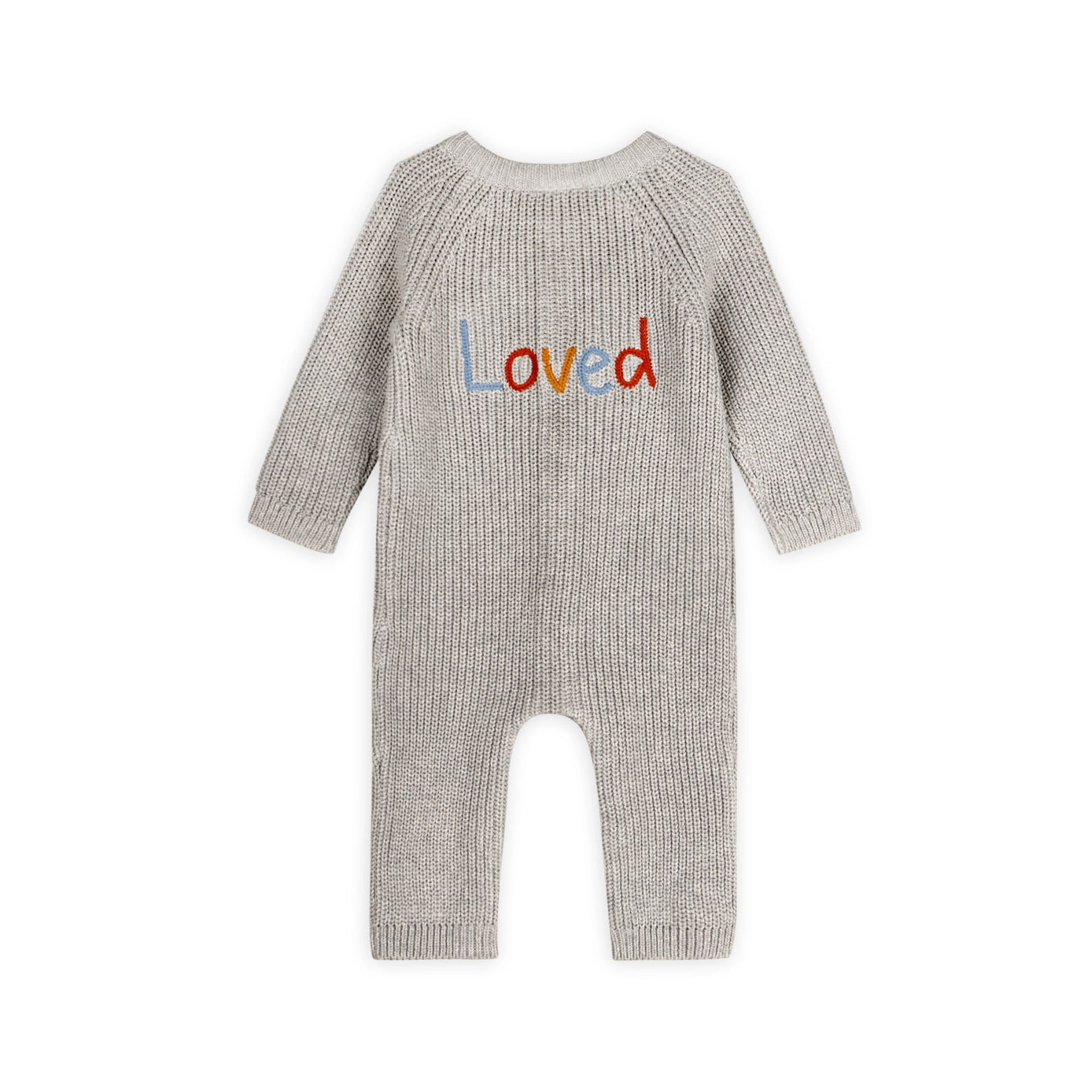 Loved Embroidered Sweater Knit Baby Jumpsuit